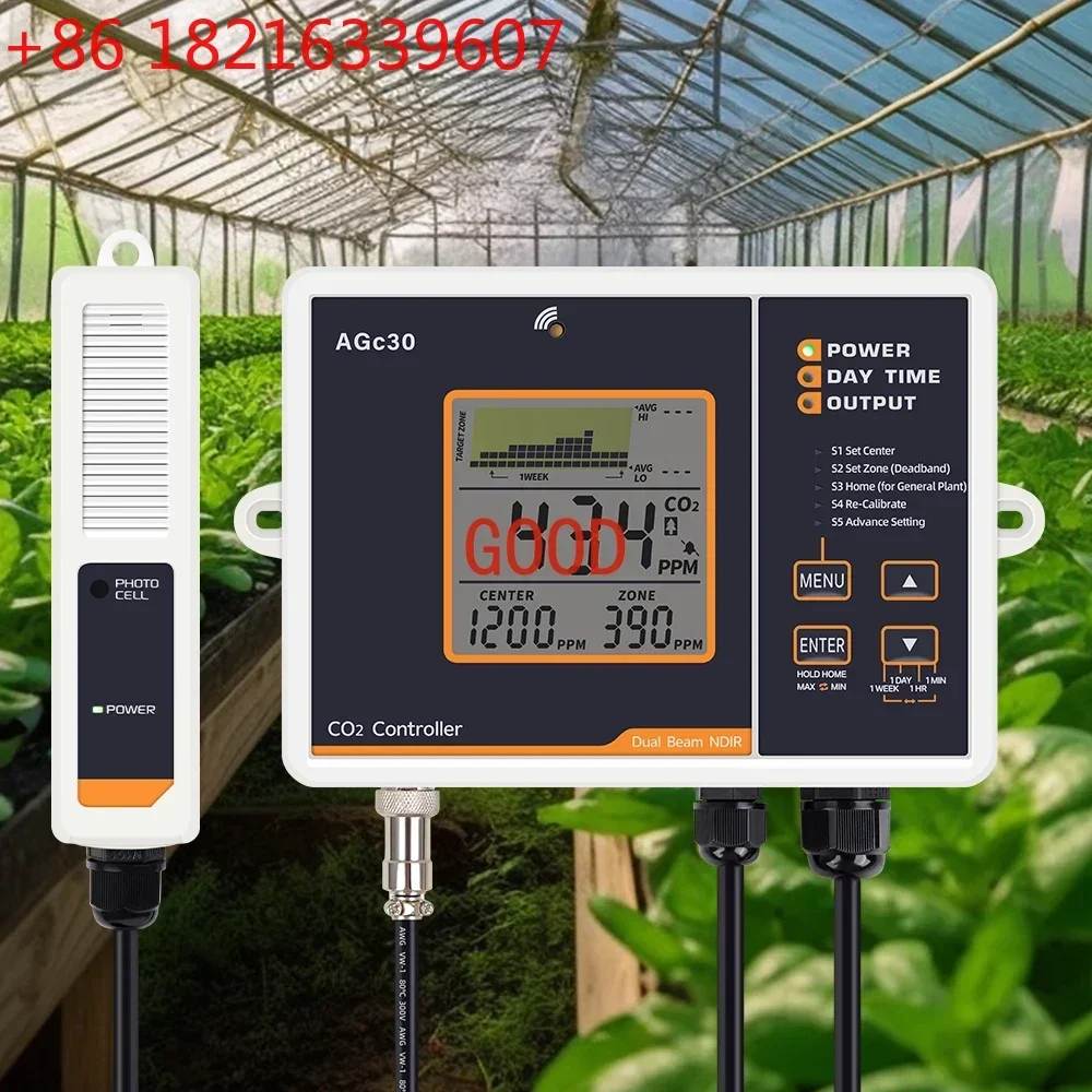 Smart CO2 Controller Dual Channel NDIR CO2 Sensor Day Night Carbon Dioxide Detector 0-5000PPM For Greenhouse Hydroponics
