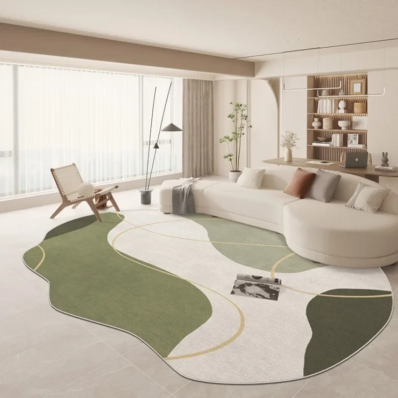 For Large Area Green Rugs for Bedroom Nordic Living Room Decoration Shaped Carpet Irregular Plush Lounge Rug Home Thick Washable