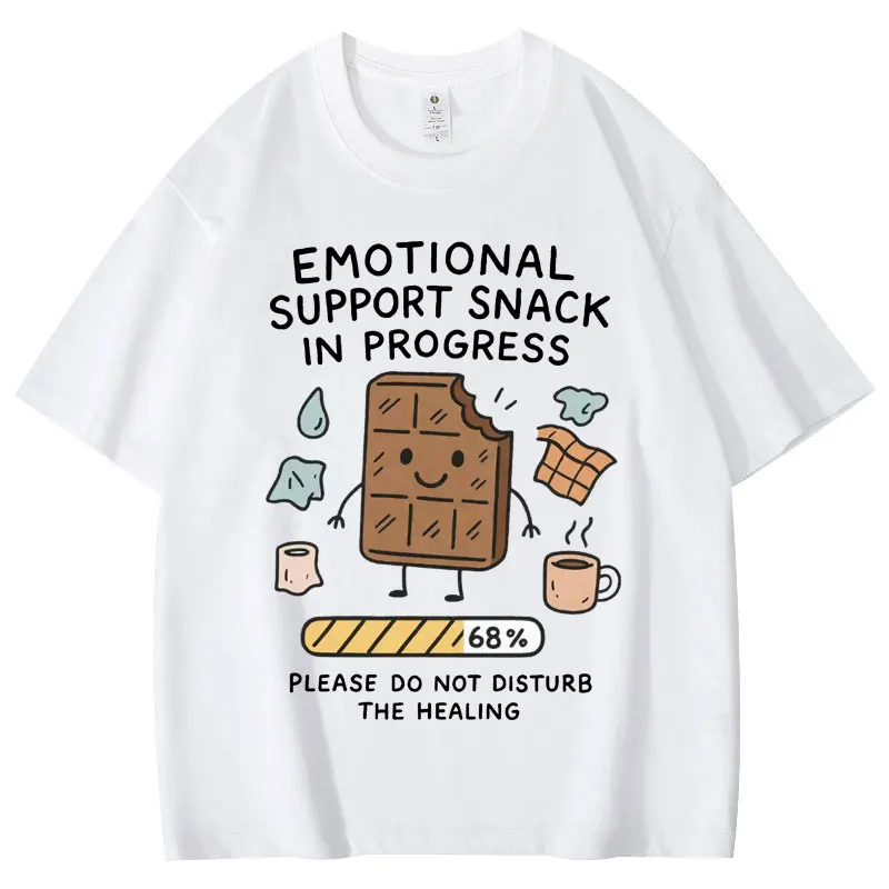 

Emotional Support Snack Funny Chocolate T-shirt High Street Fashion Trend Short Sleeve T Shirt Men Women Casual Cotton T-shirts
