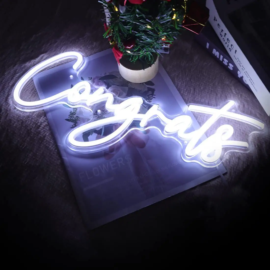 Congrats Neon Sign USB Dimmable LED Light for Graduation Wedding Birthday Party Celebration Backdrop Wall Art Decor Gifts view 2
