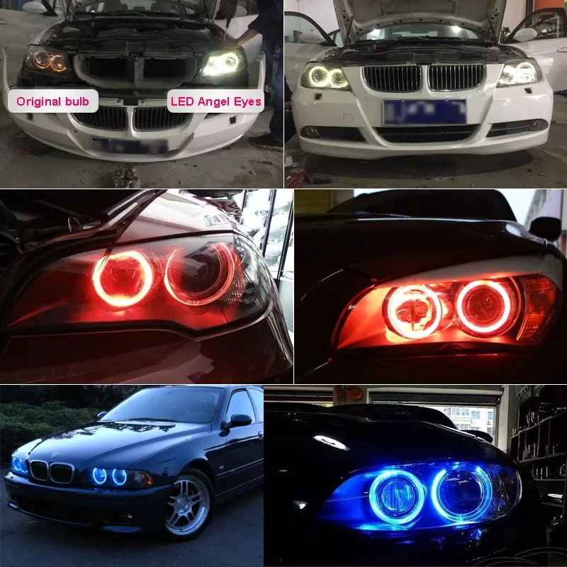 12W LED Car Halo Rings Angel Eyes Bulbs White 6000K For BMW 3 series E90 E91 Pre-facelift 2005 2006 2007 2008 Headlights Lamps