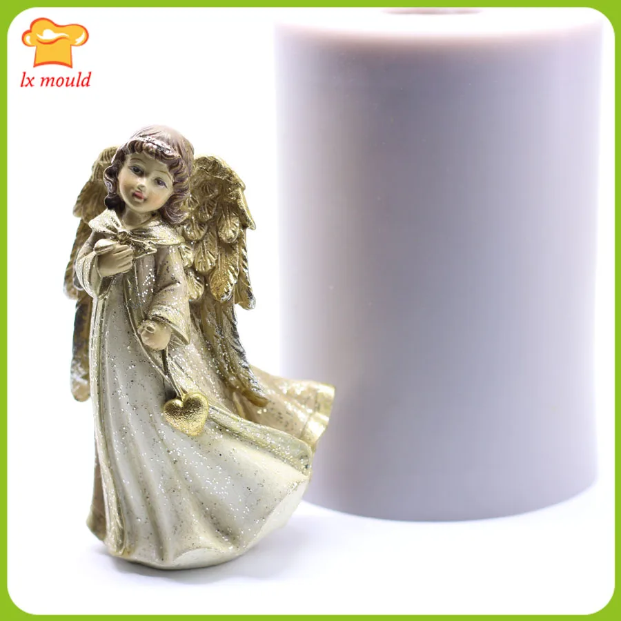 

LXYY 3D Christmas Angel Silicone Molds Gypsum Candle Soap Sculpture Moulds Love Girl