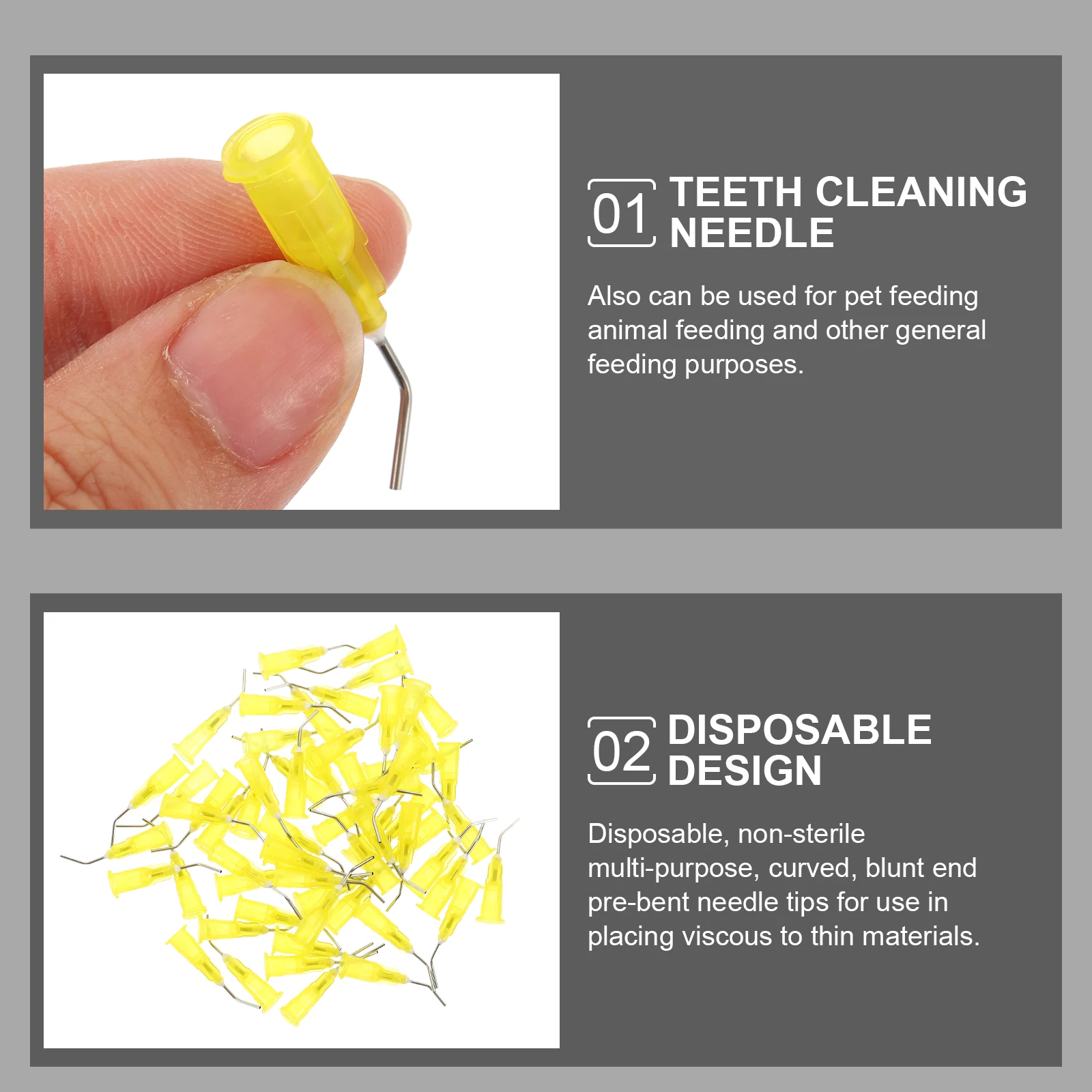 

100PCS Dental Bent Needle Tips Disposable Resin Composite Needles Cleaning Tool for Teeth Surgery 20G 0.9MM Yellow