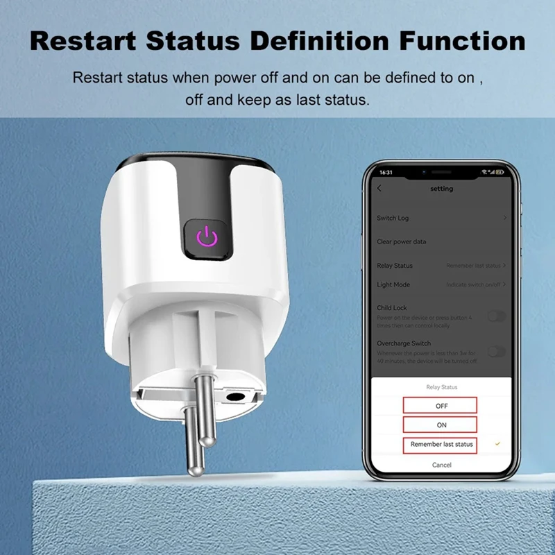 20A Smart Socket Tuya Wifi Smart Plug Power AC100-240V Outlet Alexa Home Voice Timing Socket Tuya Smart Life EU PLUG