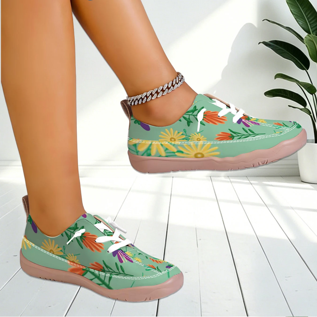 Casual Shoes Floral Print Wide Toe Box Flat Structure Countryside Comfort Style Outdoor Walking Travel Daily Leisure Women view 2