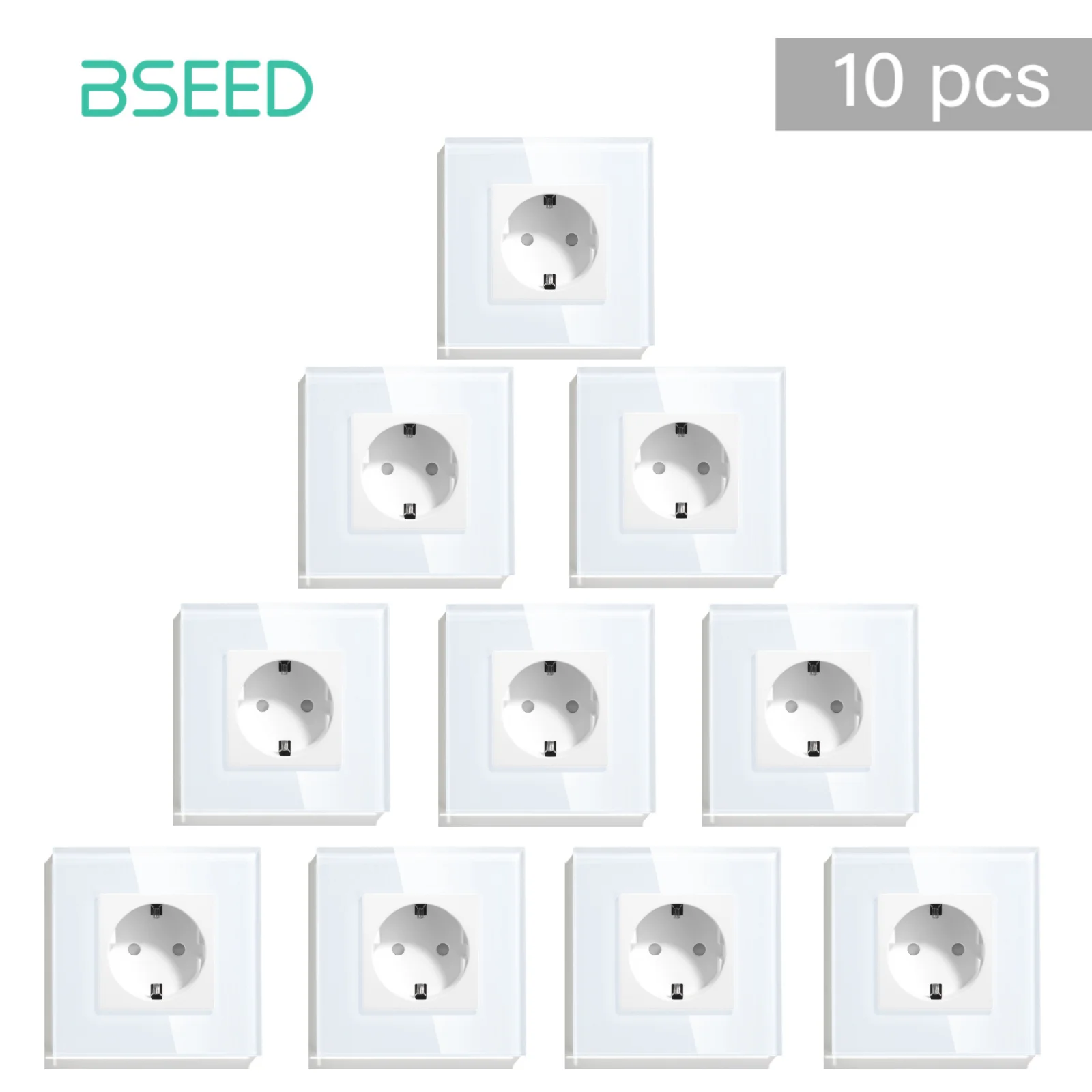 BSEED Wandcontactdoos Glazen frame 16A Enkel stopcontact EU-norm voor thuiskantoor Slaapkamer Stopcontact