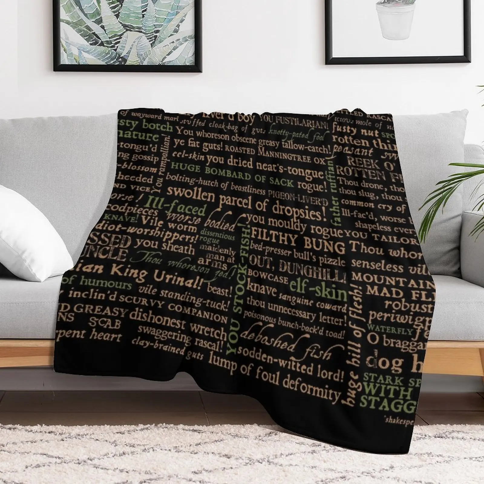 Shakespeare Insults Dark - Revised Edition (by incognita) Throw Blanket Luxury Throw Sofa Throw Travel Blankets