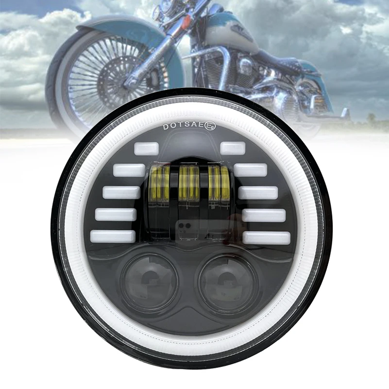 Phare LED noir DRL de moto, 5.75 pouces, 5 3/4 pouces, 40W, pour Harley Sportster 883 XL883 FXCW