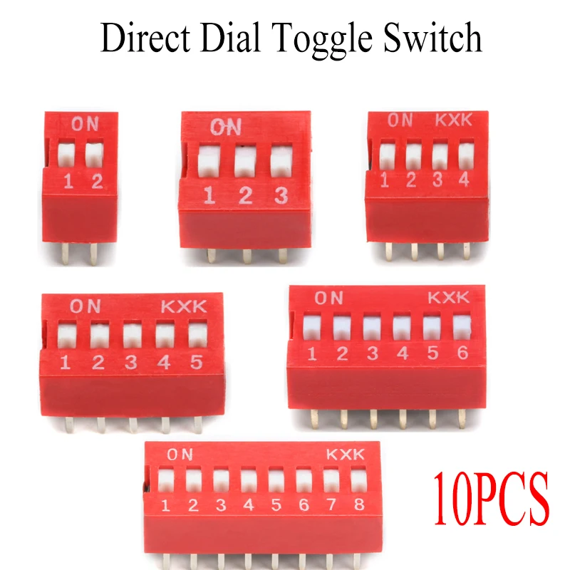 10PCS Quick Switch Red Toggle Switch DIP 2 3 4 5 6 8 PIN Direct Dial The Code Switch