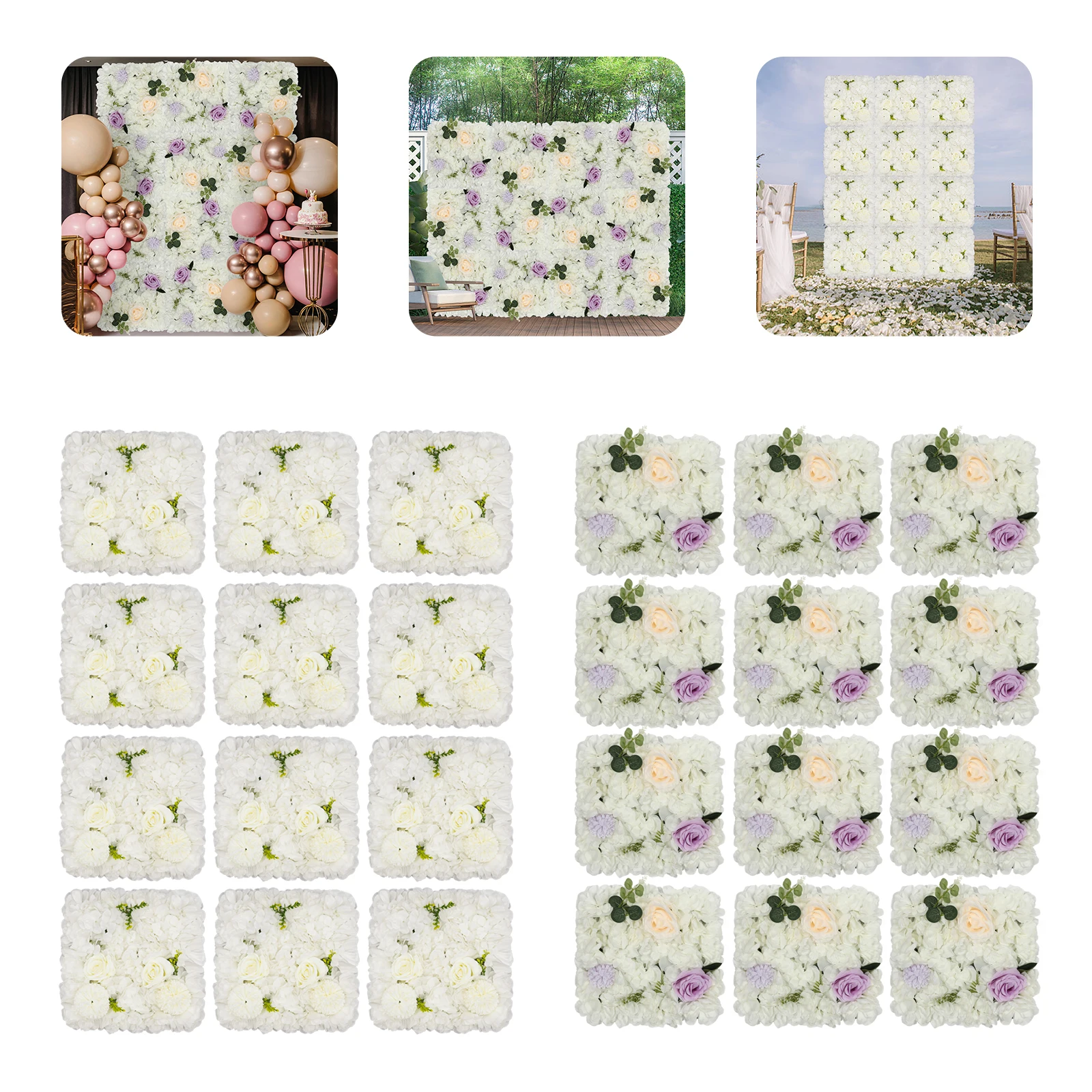 12-Piece Artificial Flower Wall Panels, 3D Dahlia & Rose, Privacy Screen, Easy DIY Garden Decor