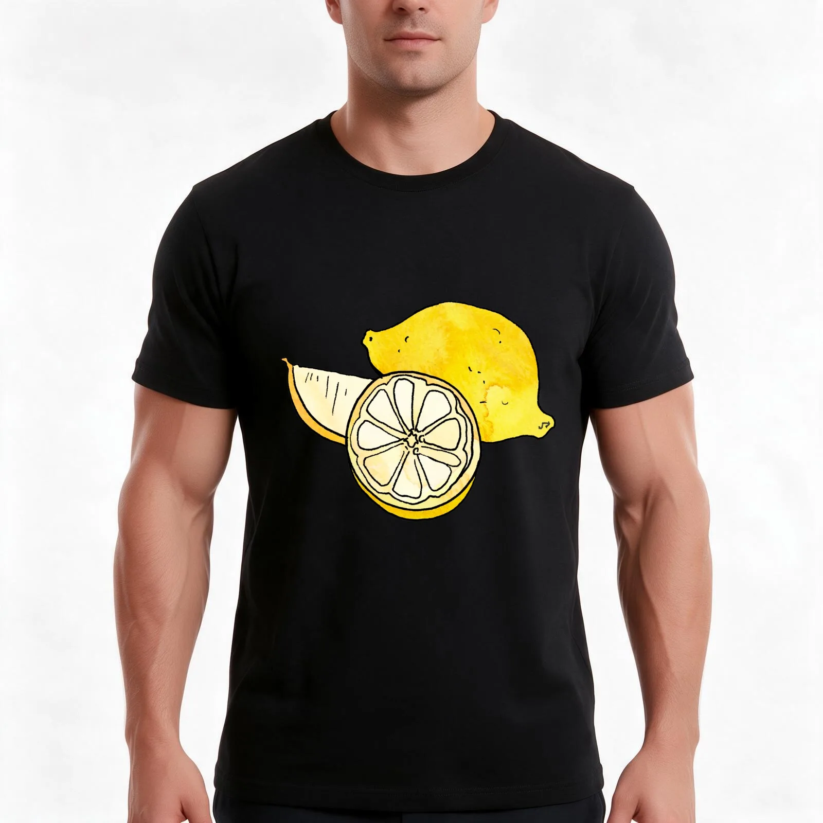 Zesty Lemon T-Shirt, Summer Casual Cotton Tee, Oversized Streetwear Tops, Vintage Graphic Print, Loose Fit Short Sleeve