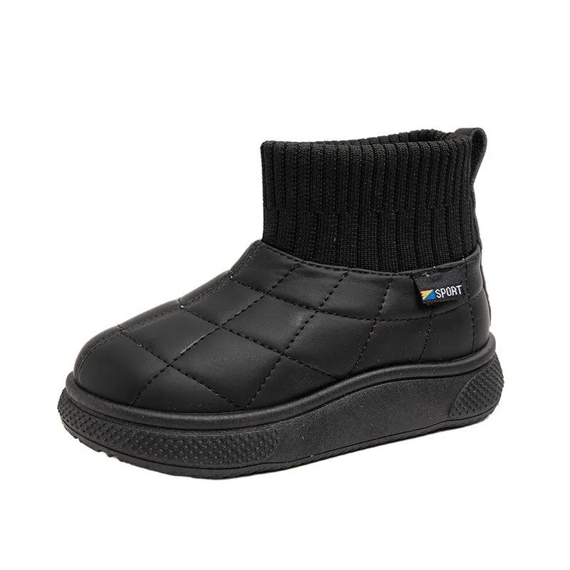 Stivali da neve Stivaletti Scarpe invernali resistenti all'acqua in pelle PU per ragazze Scarpe antiscivolo rosa beige calde Taglia 26-37