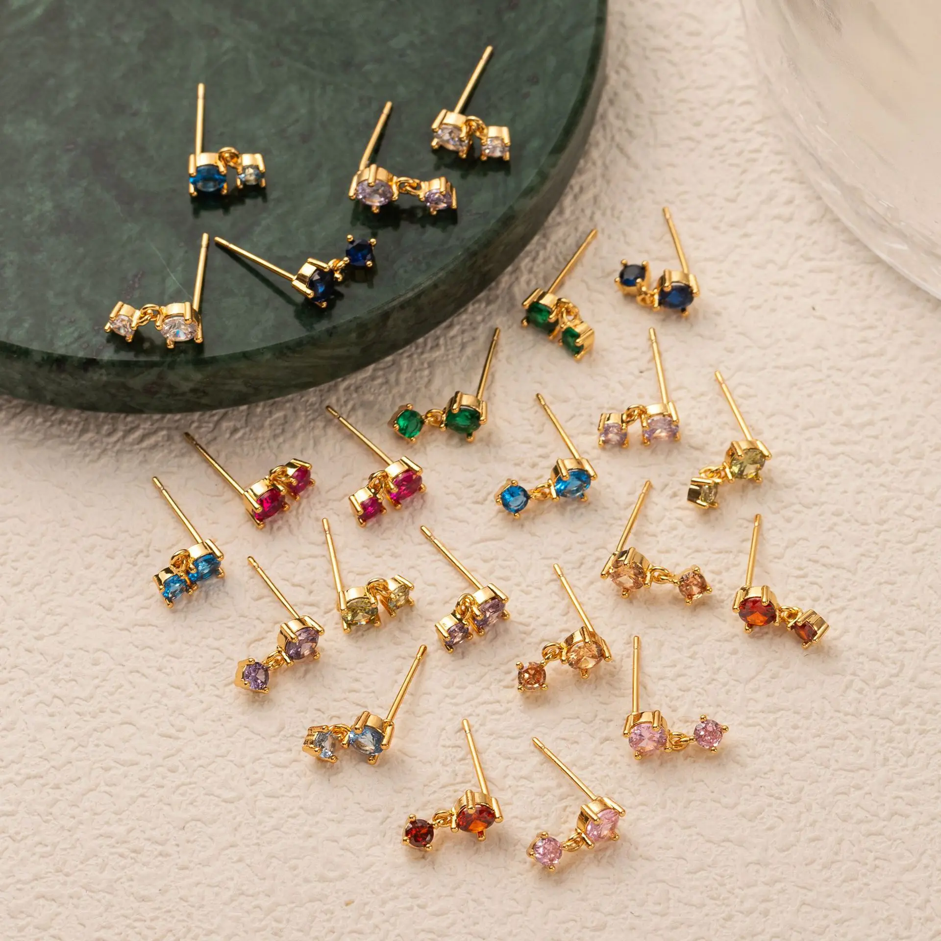 

Twelve Birthstone Birthstone Earrings - Protecting Color, Artistic, Retro, Geometric Style