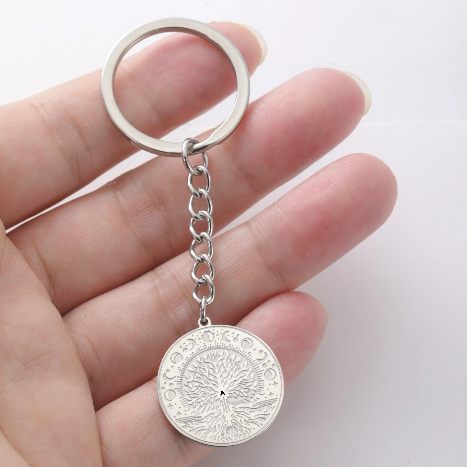 

Custom Keychain With Sun Moon Tree Chain Etched Mysterious Totems Customized Letter Excellent Gift Pursue Mysterious Aesthetics
