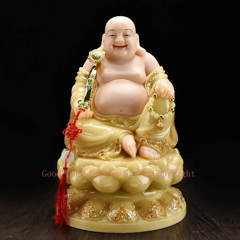 

2024 Southeast Asia high grade yellow jade God of wealth Maitreya Mammon buddha statue thriving business Money Drawing Good luck