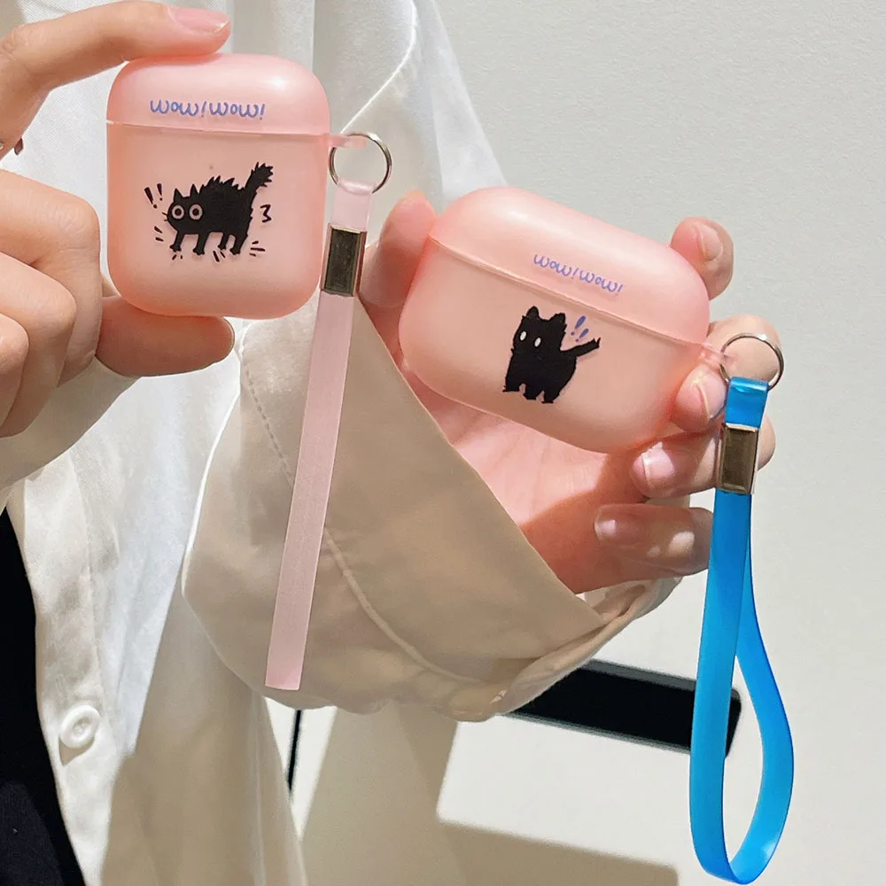 سماعة لاسلكية تعمل بالبلوتوث صندوق شحن مخيف الخوف القط الوردي ماتي لينة سيليكون حقيبة سماعة الاذن ل أبل Airpods 3 برو 2 2nd 1 غطاء