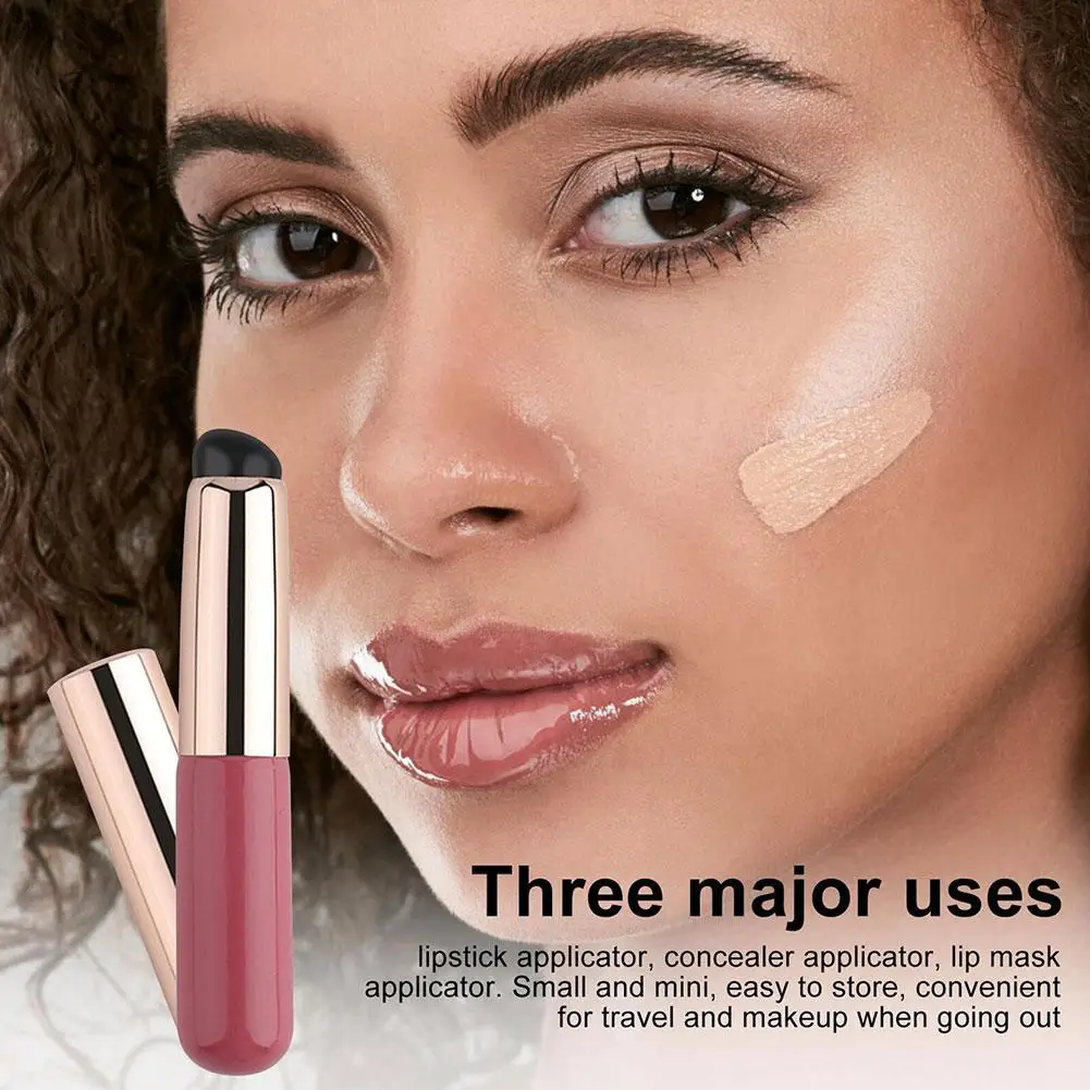 Weiche Silikon Lippen bürste mit Deckel tragbarer runder Kopf wie Fingers pitzen weiche Lippenstift bürsten abgewinkelt Make-up Concealer Werkzeug