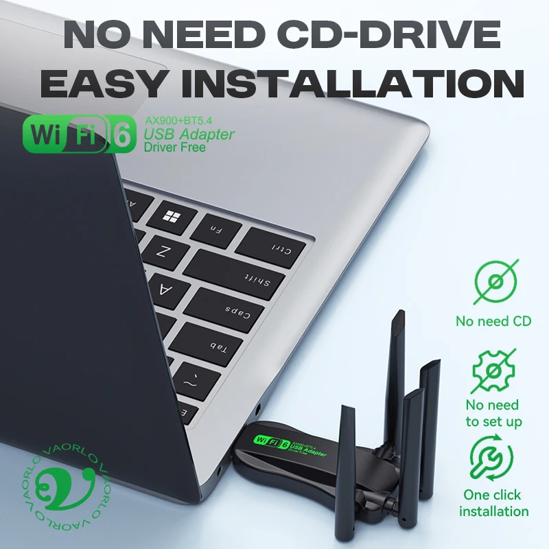 AX900 WIFI6 USB アダプタ 2IN1 Bluetooth 5.4 デュアルバンド 2.4 グラム & 5 グラム 900Mbps WiFi 6 802.11AX USB3.0 ワイヤレスカードレシーバー WIN10/11