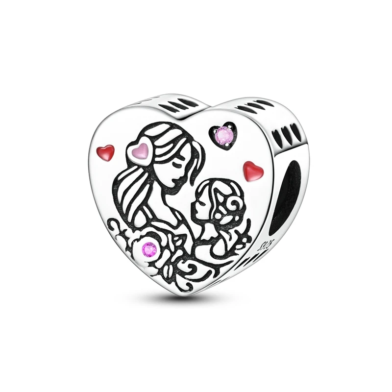 Luxury 925 Sterling Silver Mother Daughter Hug Charms Bead Fit Original Bracelet DIY Women Anniversary Jewelry Gift
