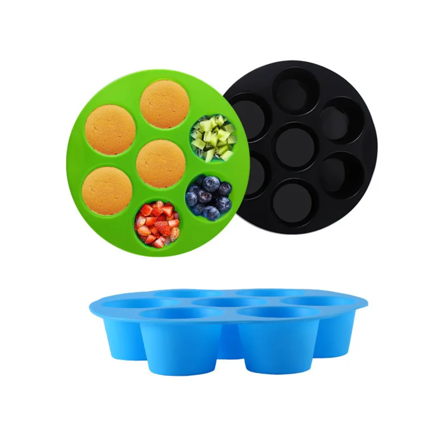 

7 Holes Airfryer Silicone Pot Muffin Cup Mold Air Fryer Accessories Cake Cup Mold Microwave Oven Silicone Baking Pan Pastry