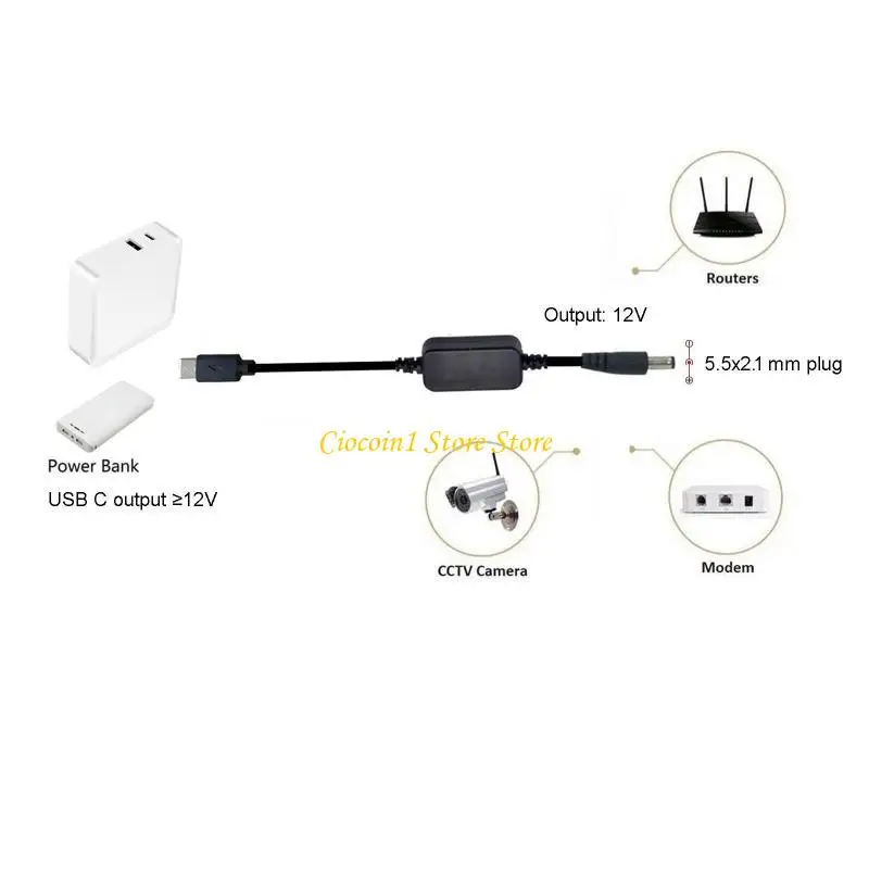 

A3PC 36 Вт USB C Type C PD до 12 В 2,5/3,5/4,0/5,5 мм кабель-адаптер для конвертера, шнур для Wi-Fi-маршрутизатора, светодиодный