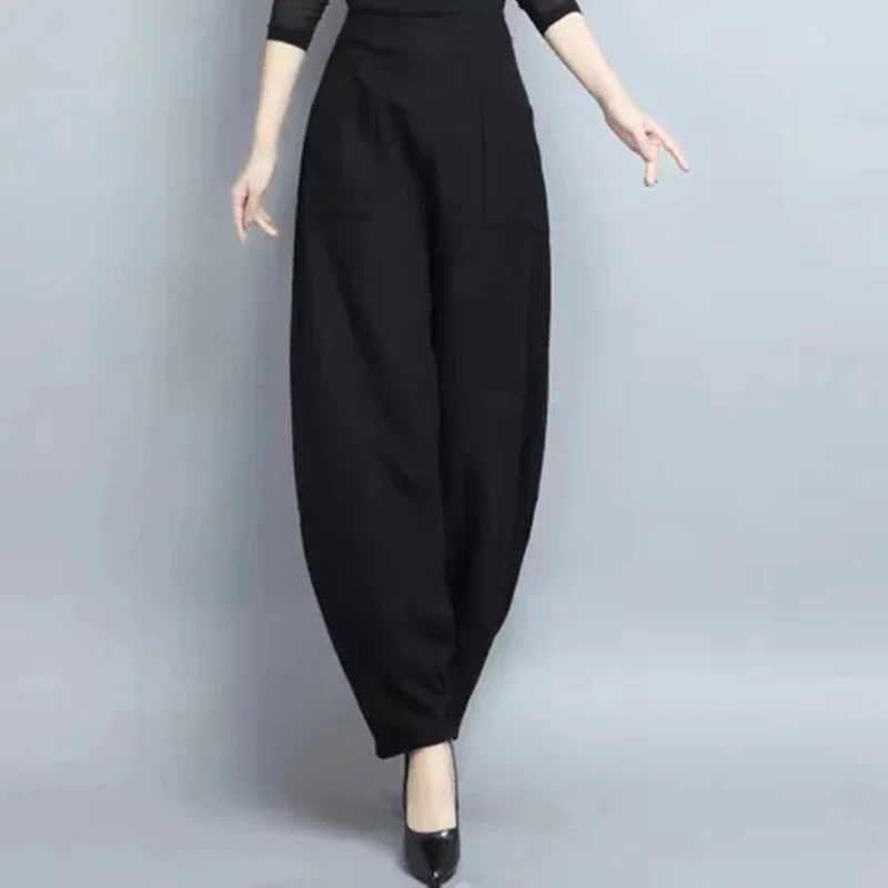 

Свободные повседневные брюки-шаровары больших размеров для женщин, летние, удобные, прямого кроя, без бирки, подходят для всех типов фигуры