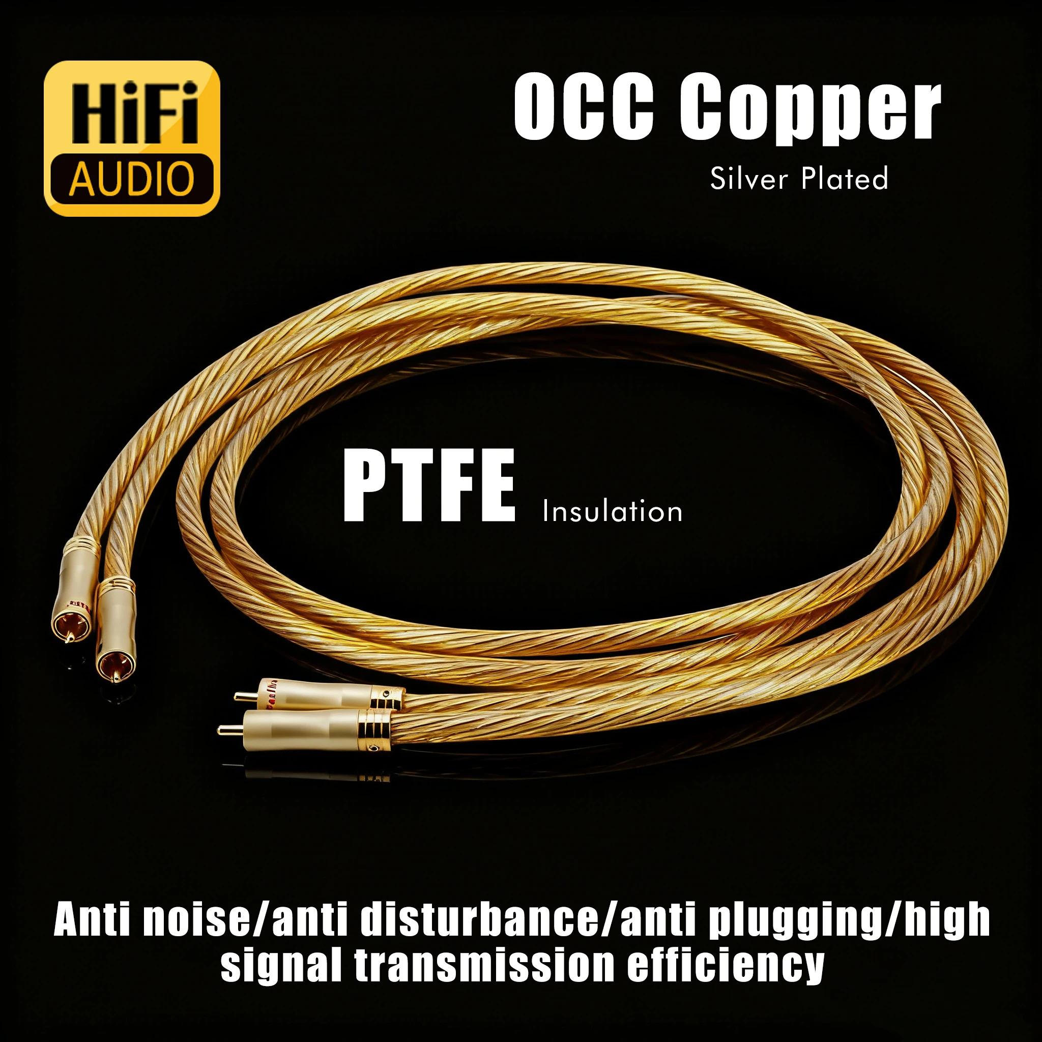 

HIFI RCA Cable 8N OCC Silver Plated RCA Line with Gold Palted for for Home Theater, HDTV, Amplifiers Hi-Fi System