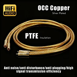 HIFI RCA Cable 8N OCC Silver Plated RCA Line with Gold Palted for for Home Theater, HDTV, Amplifiers Hi-Fi System