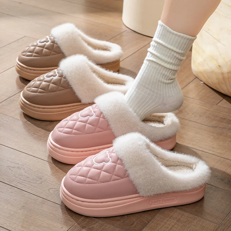 شباشب قطنية للنساء، ديكور منزلي جديد للخريف والشتاء، مضاد للانزلاق ودافئ، مع نعال قطنية سميكة القاع