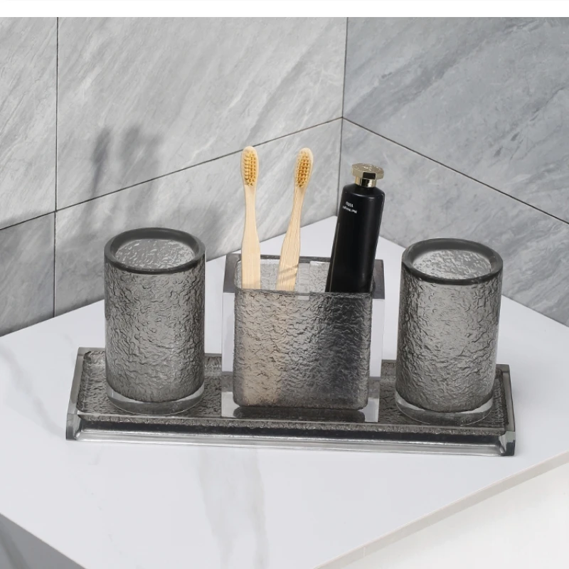 Nordic simple bathroom set Household lotion bottle mouthwash cup toothbrush holder tray Light luxury hotel accessories