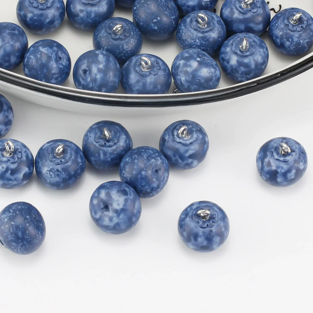 5Pcs 15MM 3D Small Blueberry Resin Charms Cute Simulated Fruits Beads Pendant For DIY Earring Necklace Jewelry Make Accessories
