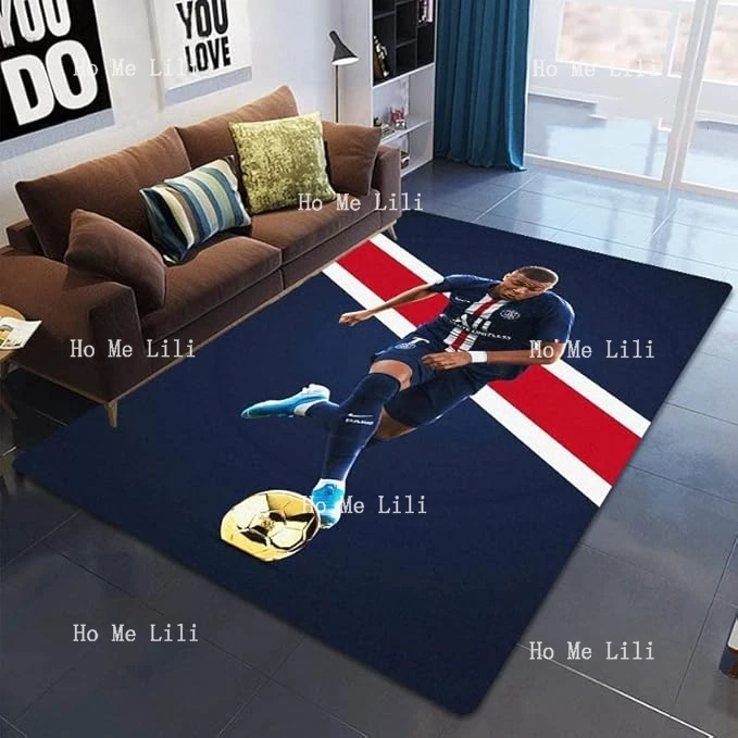 Football Star Pattern Printed Carpet Non Slip Carpet Area Rug Living Room Door Mat Kitchen Mat Birthday Gift