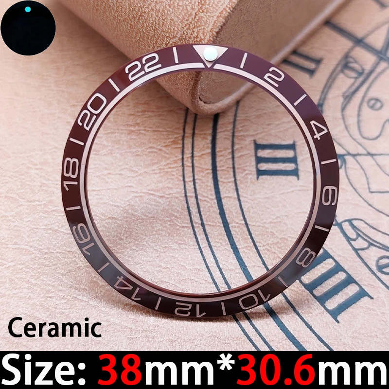 Accesorio de bisel cerámico luminoso de 38x30,6mm, anillo GMT, caja resistente a los arañazos y al agua, reparación y reemplazo de piezas