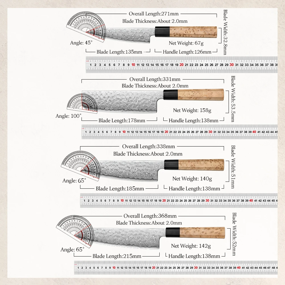 HEZHEN 1PC-4PC Chef Kitchen Knife Set  No.2 Carbon Steel Core Damascus Steel Beautiful Gift Box Sharp Tools