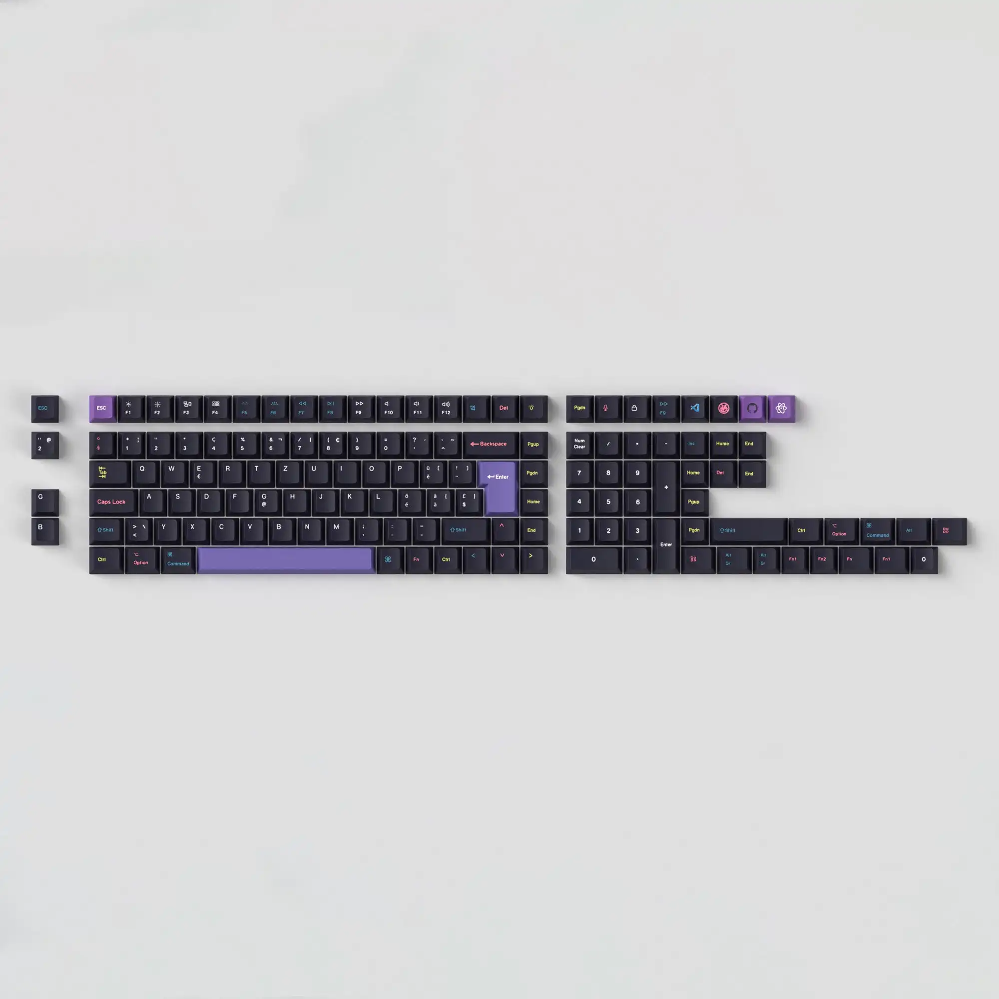 Keychron ISO-Layout Cherry-Profil Tastenkappen für Benutzerdefinierte Mechanische Tastaturen Dye-Sub PBT Komplettes Tastenkappen-Set für Entwickler 6