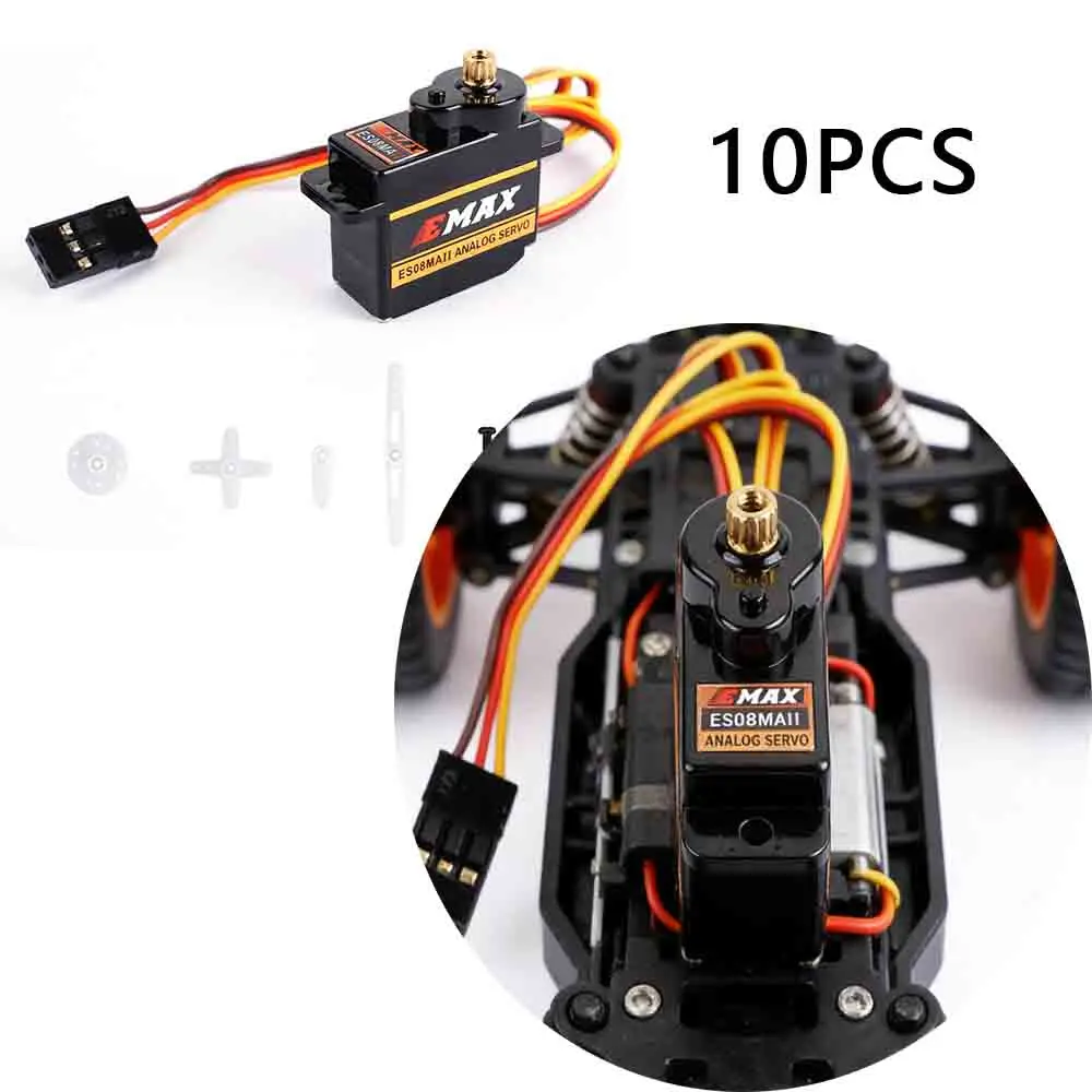 

10 шт. миниатюрных металлических сервоприводов Emax ES08MA II, сервомоторы 12 г 15T для Axial SCX24 90081 Axi00006 Axi00002