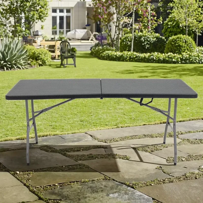 for Modern Design 6ft HDPE Plastic Wicker Foldable Portable Garden Table Set for Dinner Kitchen Entrance Hotel Hospital Villa