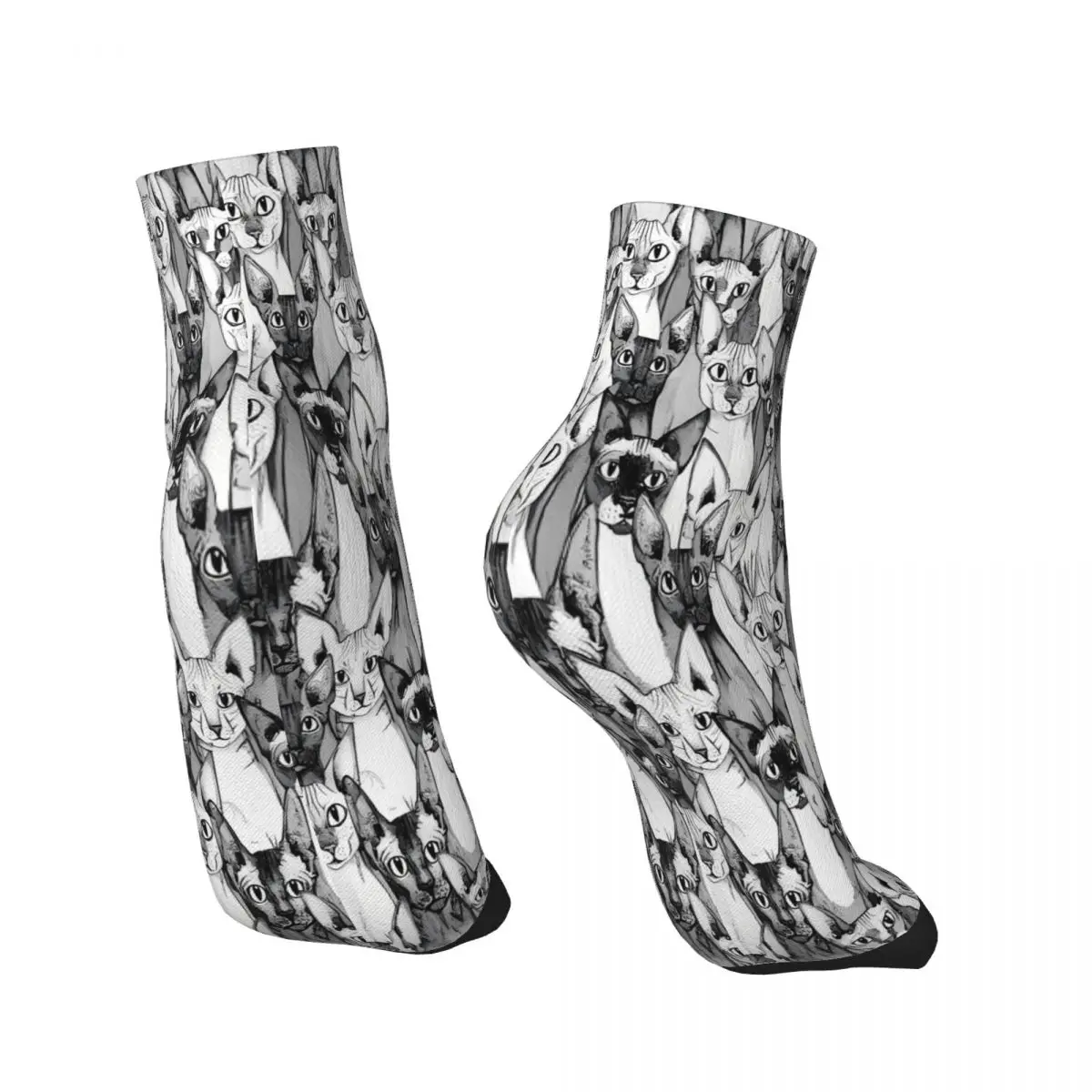 Just Sphynx-calcetines tobilleros para hombre y mujer, medias de estilo Hip Hop, con diseño de gato negro, blanco y negro, ideal para Halloween y otoño