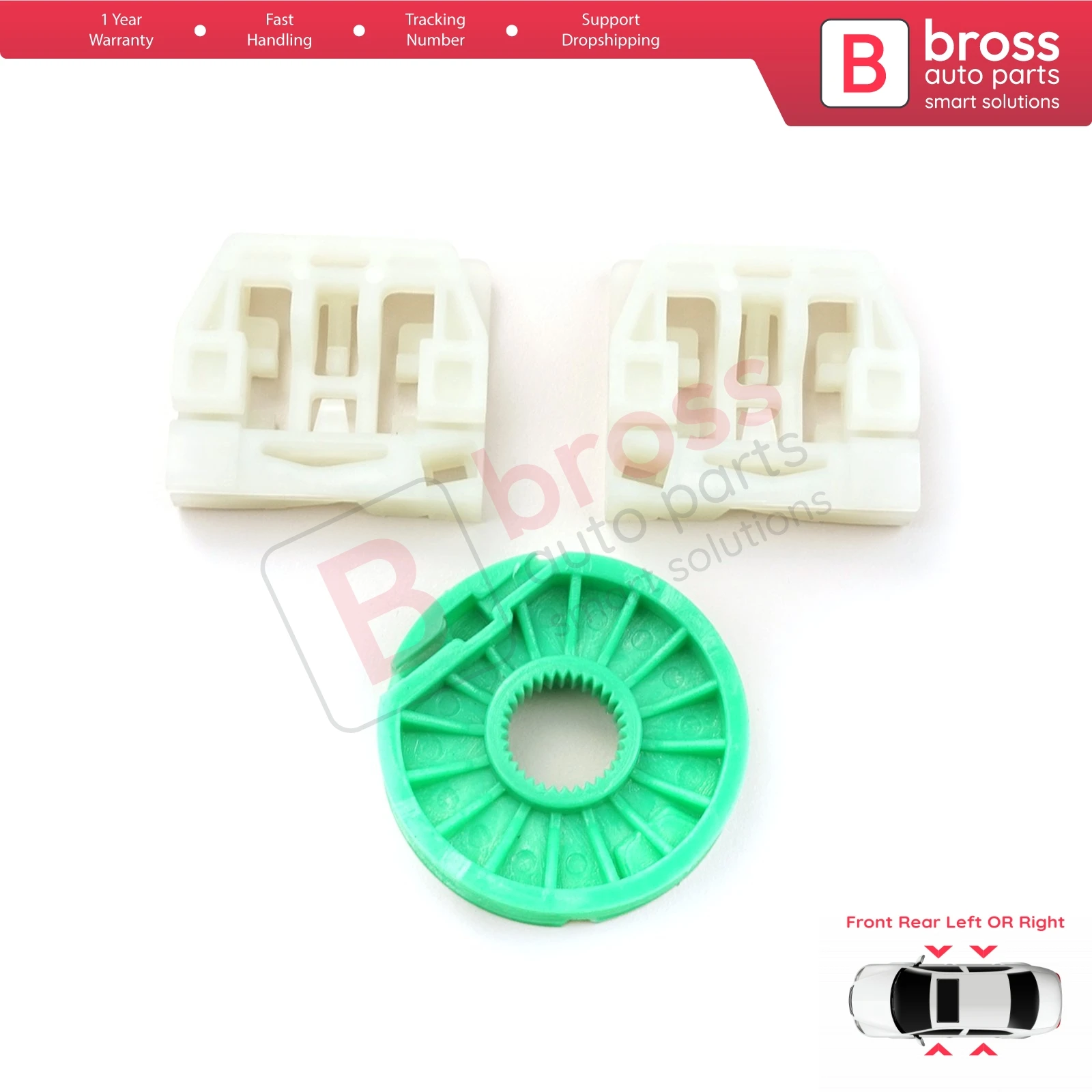 Bross Auto Parts BWR5264 Window Regulator Repair Clips Gear Set 84934400, 84934500 for Maserati Quattroporte 2004-2011