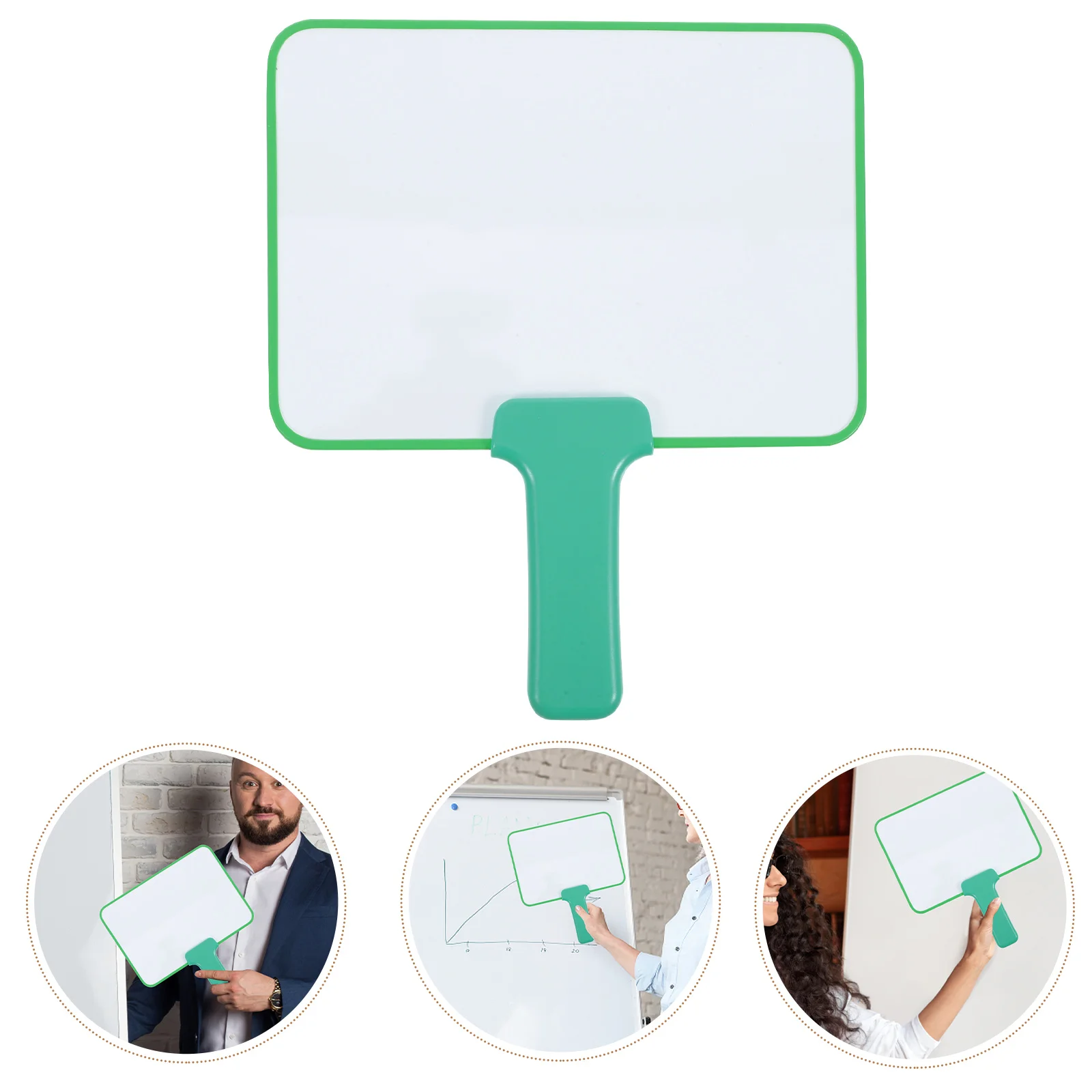 Handheld Whiteboard Dry Erase Answer Paddle Holding Sign Double Sided Whiteborad