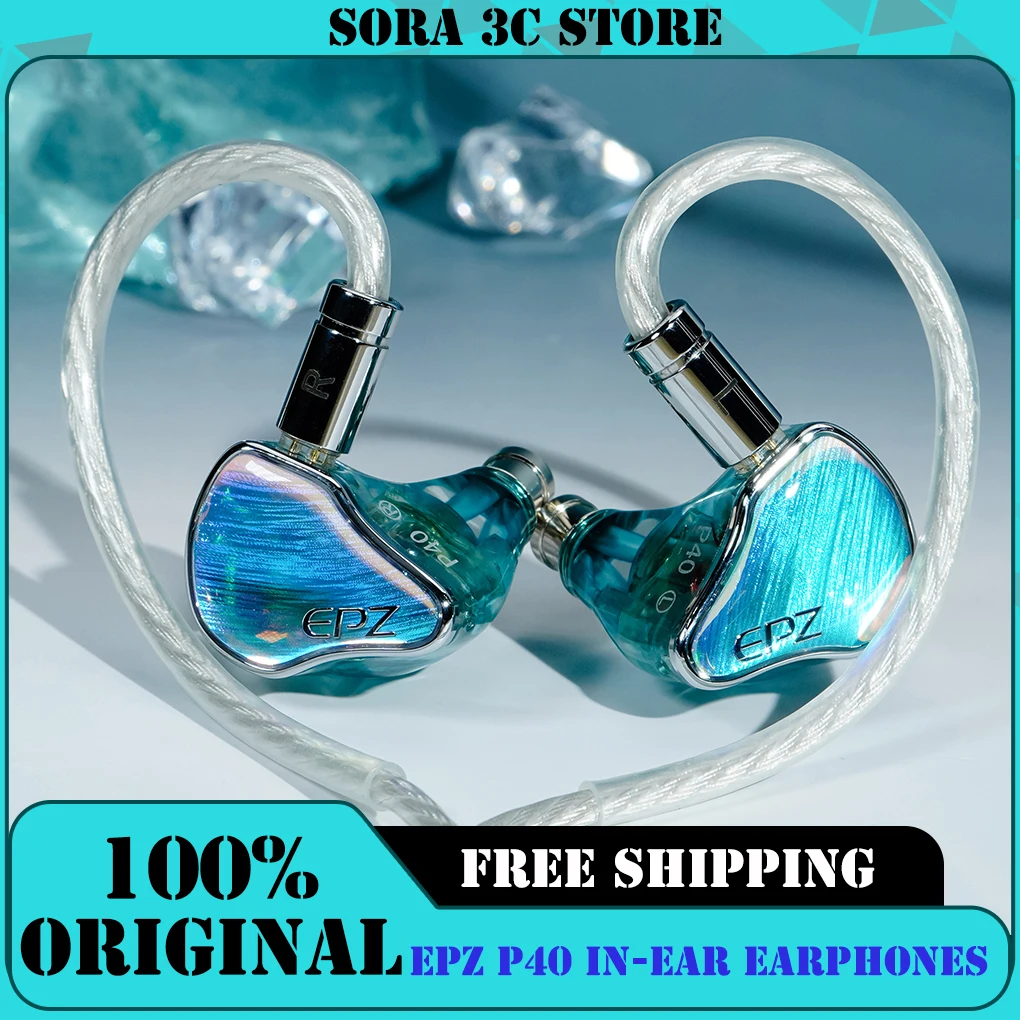 EPZ P40 Ceramic In-Ear Hi-Fi Monitoring Headphones 2DD+1Planar+1PZT Hybrid Drivers Earphones Replaceable Cable Wired IEM