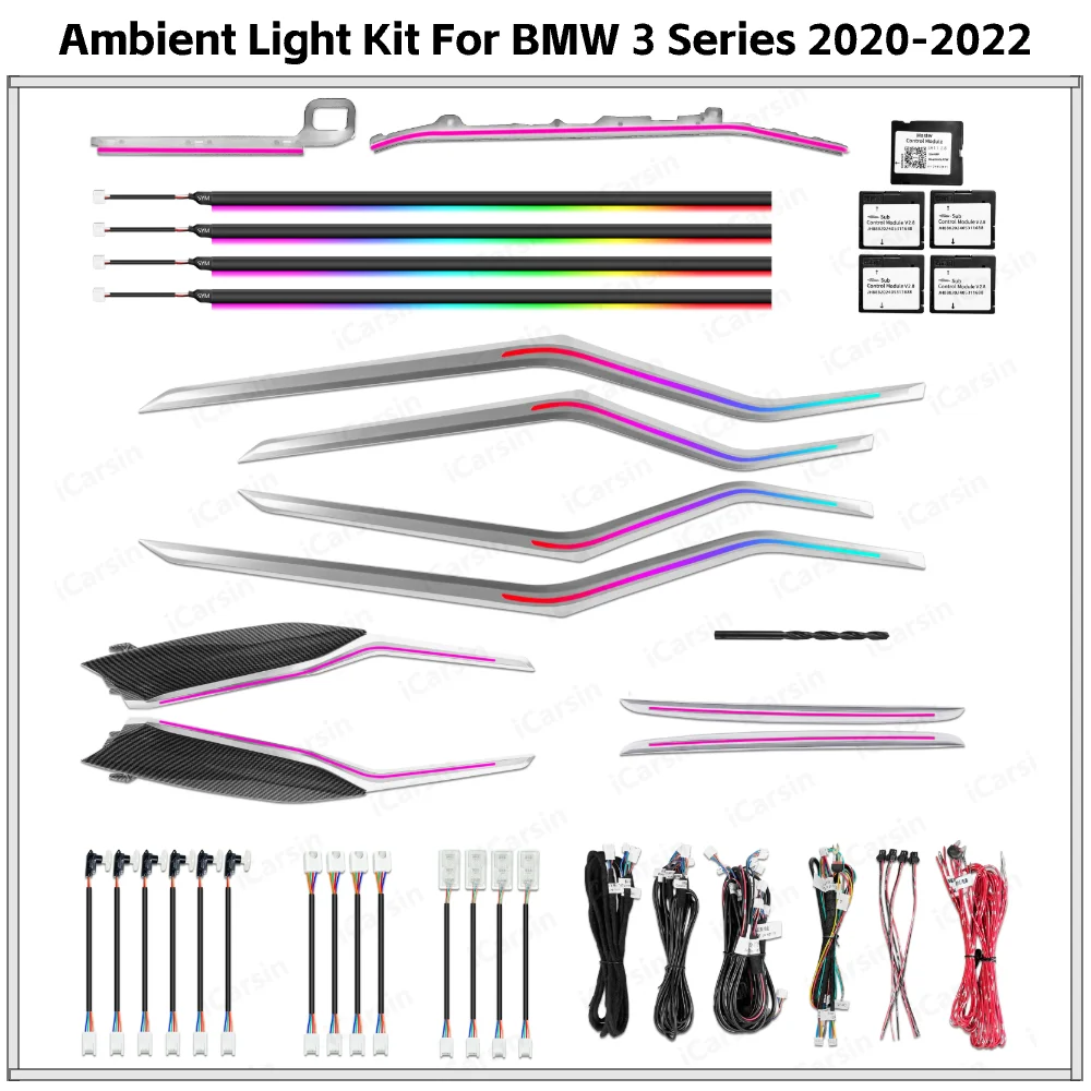 

APP Control 64 Color Dynamic RHD Ambient Light for BMW 3 Series G20 2020-2022 Interior Lighting Upgrade Kit