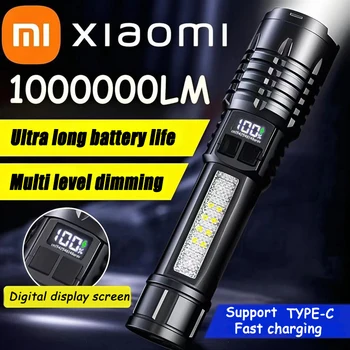 Xiaomi-Lampe de poche LED haute puissance, lampe de poche COB aste de type C, lampe de poche injuste avec lumière latérale, torche pour camping en plein air, randonnée