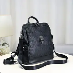JIEROTYX Fashion Rivet Backpack for Women Gothic Style Large Capacity PU Leather Handbag Bags Black School Purse