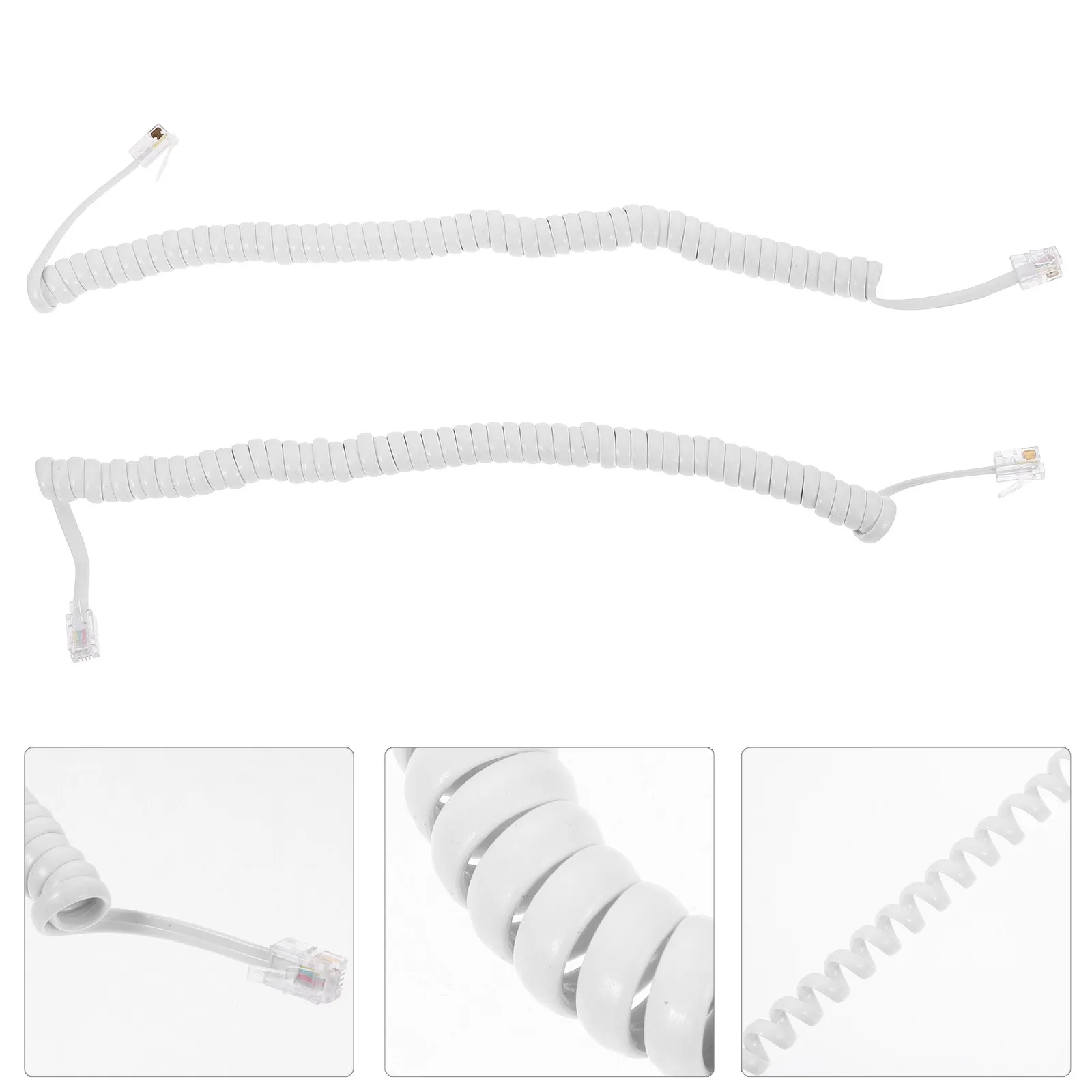 2pcs Telephone Cables Spring Spiral Wires for Landline Phone Soft Durable Coiled Cord Moderate Length Stable Signal