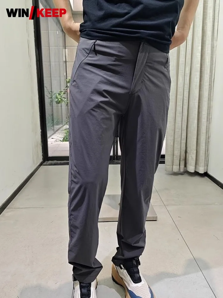 Outdoors Sweatpants Waterproof Soft Shell Climbing Trousers Men Summer Quick Drying Lightweight Breathable Travel Hiking Pants