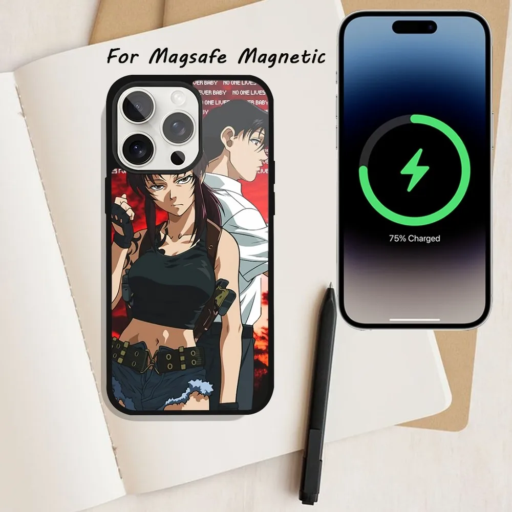 B-Black Lagoon Manga Phone Case  For iPhone 15 12 13 14 11 Pro Plus Max Magsafe Magnetic Wireless Charging shell