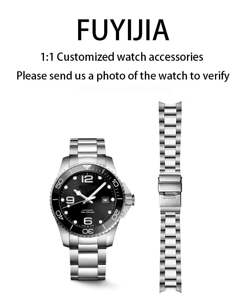 

FUYIJIA Men Custom HYDROCONQUEST L3.781 Original Watchband New 21MM Old 19MM 20MM 21MM Curved Interface Stainless Steel Bracelet