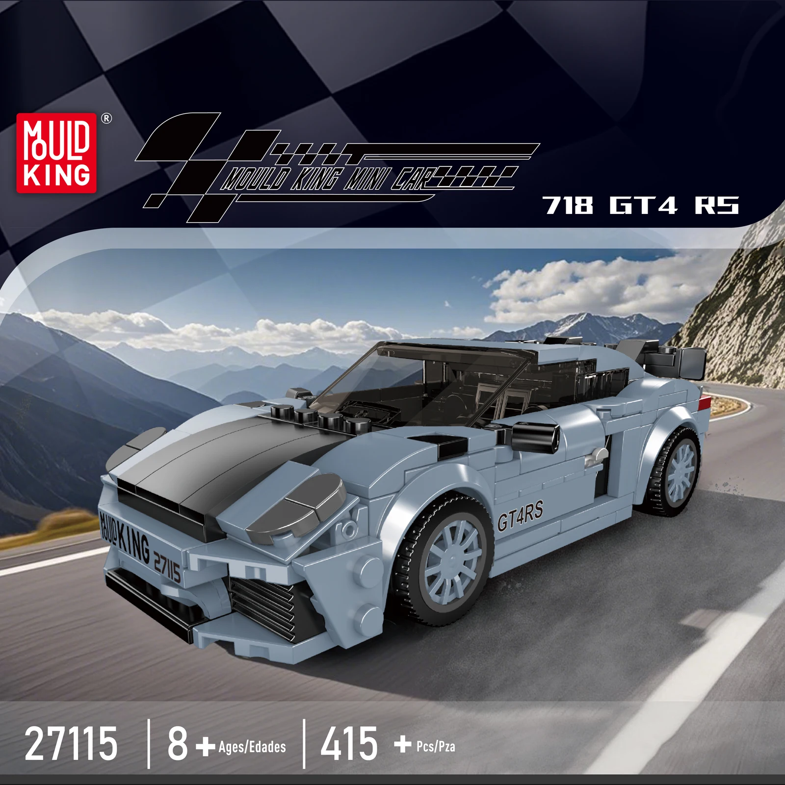

Mould King 27115 718 GT4 RS Racing Car Building Blocks Mini Sports Car Model with Display Box Collectible Toy Gift 415PCS Bricks