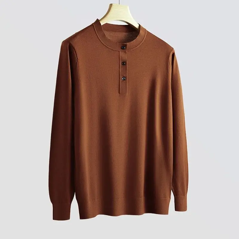 

Новый мужской свитер с круглым вырезом и длинными рукавами из чистой шерсти, тонкой вязки (18 петель), из премиальной пряжи Yangzi, повседневный, стильный и универсальный.